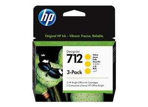 HP 712 3-PACK 29-ML YELLOW DESIGNJET INK CARTRIDGE