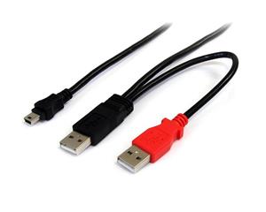 StarTech.com USB2HABMY6 cavo USB USB 2.0 Mini-USB B 2 x USB A Nero, Rosso