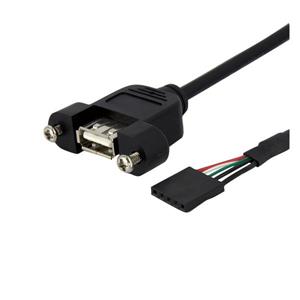 StarTech.com 30 cm Inbouwpaneel USB Kabel - USB A naar Moederbord Aansluitkabel F/F cavo USB 0,3 m Nero