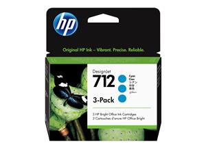 HP 712 3-PACK 29-ML CYAN DESIGNJET INK CARTRIDGE