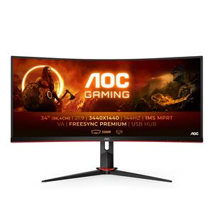 AOC G2 CU34G2X/BK LED display 86,4 cm (34) 3440 x 1440 Pixel Quad HD Nero, Rosso