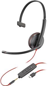 POLY Blackwire C3215 Monaural Headset +Carry Case (Bulk) Auricolare Cablato A Padiglione Ufficio USB tipo-C Nero