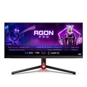 AOC AGON PRO AG344UXM Monitor PC 86,4 cm (34) 3440 x 1440 Pixel UltraWide Quad HD LED Nero, Rosso