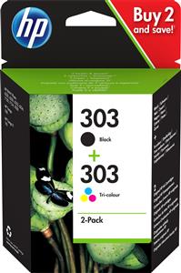 HP 303 2-pack Black/Tri-color Original Ink Cartridges cartuccia d'inchiostro 2 pz Originale Resa standard Nero, Ciano, Magenta, Giallo