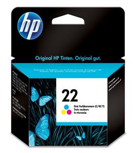 HP 22 Tri-color Original Ink Cartridge cartuccia d'inchiostro 1 pz Resa standard Ciano, Magenta, Giallo