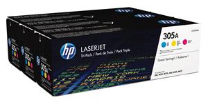 HP 305A 3-pack Cyan/Magenta/Yellow Original LaserJet Toner Cartridges cartuccia toner 3 pz Originale Ciano, Magenta, Giallo