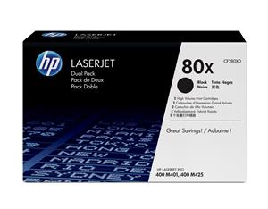 HP 80X 2-pack High Yield Black Original LaserJet Toner Cartridges cartuccia toner 2 pz Originale